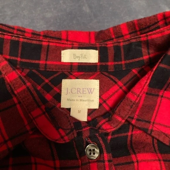 J. Crew Factory Girl’s Medium Boy Fit Flannel Plaid Button Up Shirt - Picture 3 of 5